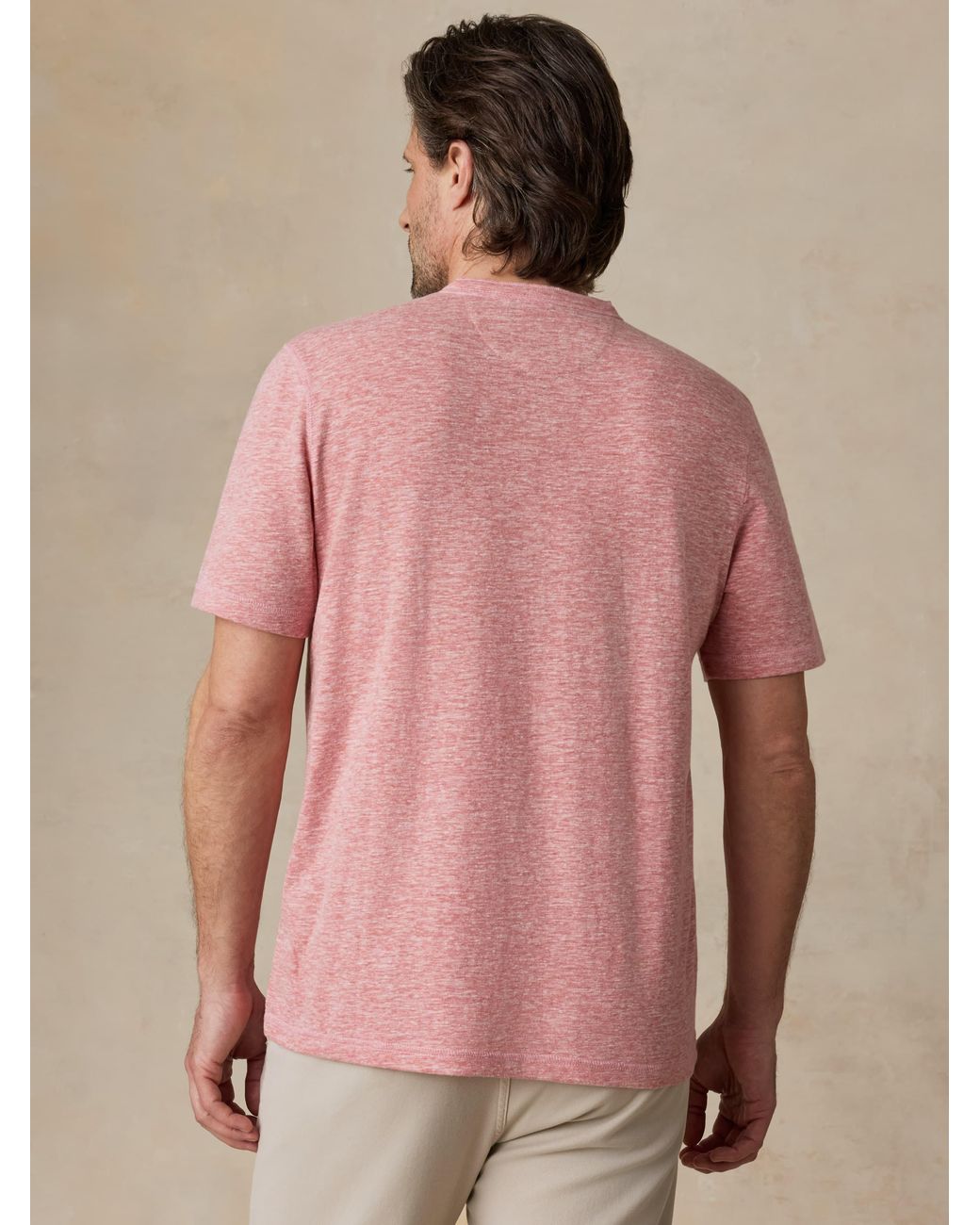 Faherty Brand Pink Short-Sleeve Breeze Henley T-Shirt for men