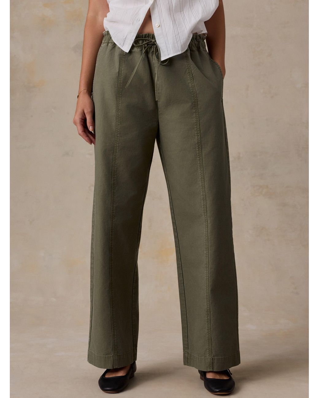 Faherty Brand Blue Cotton Twill Drawstring Pants