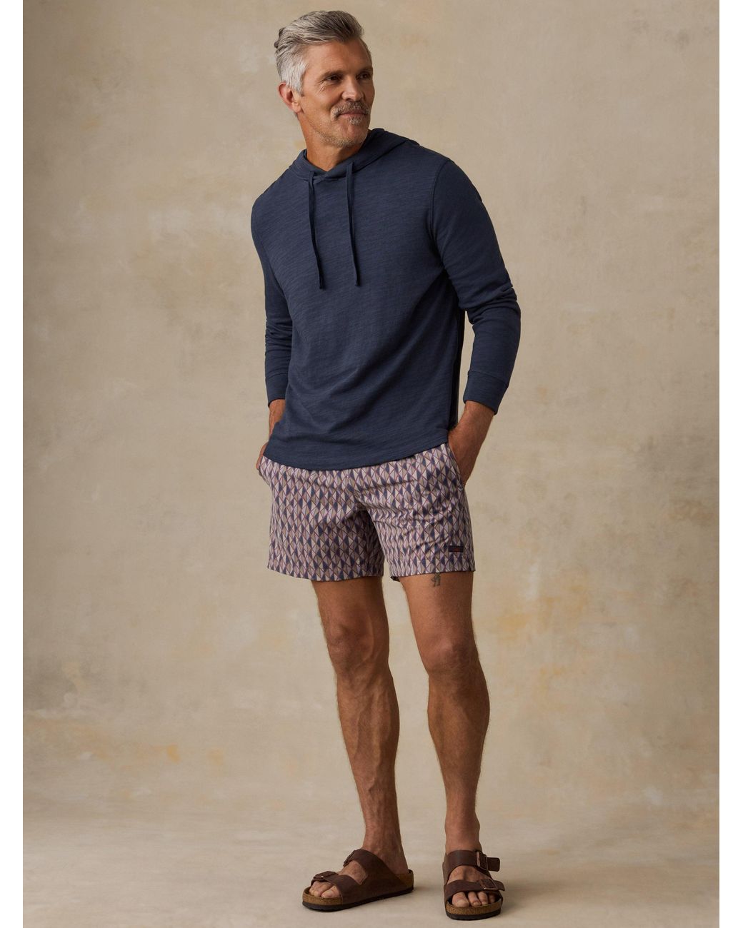 Faherty Brand Blue Sunwashed Organic Hoodie for men