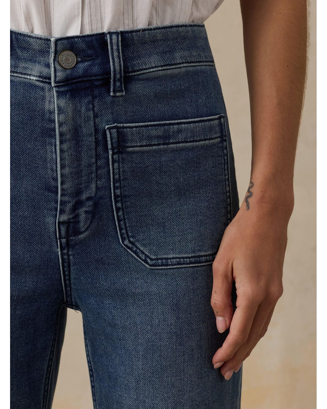 Faherty Brand Blue Stretch Terry Patch Pocket Pants