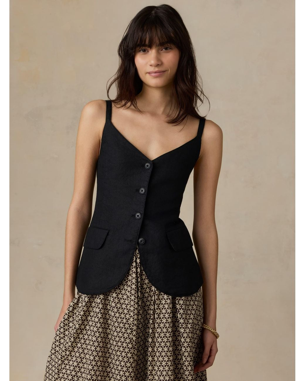 Faherty Brand Black Sun Strider Linen Milo Vest