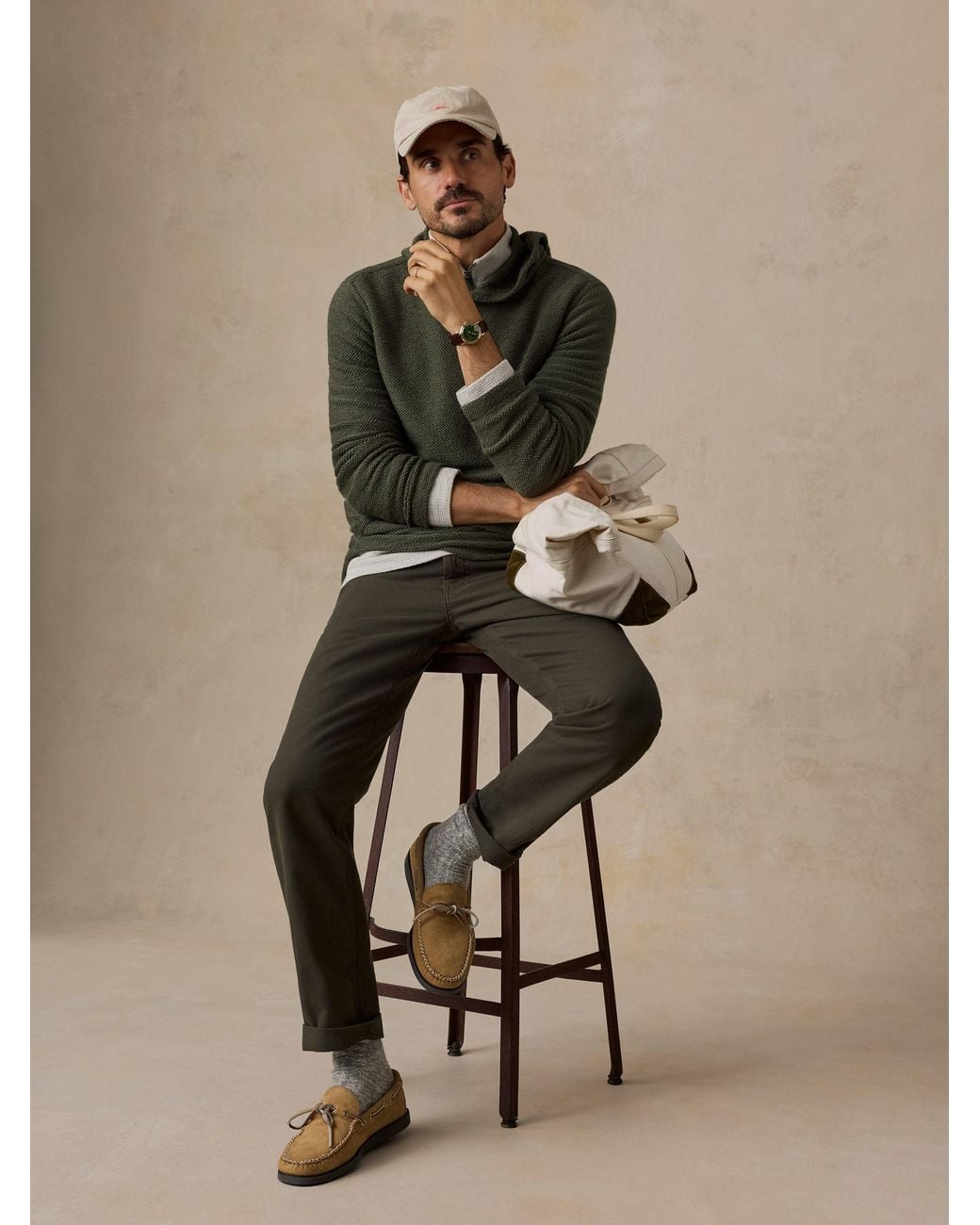 Faherty Brand Green Whitewater Hoodie for men