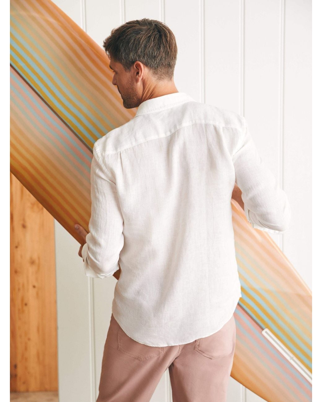 Faherty Brand White Laguna Linen Shirt for men