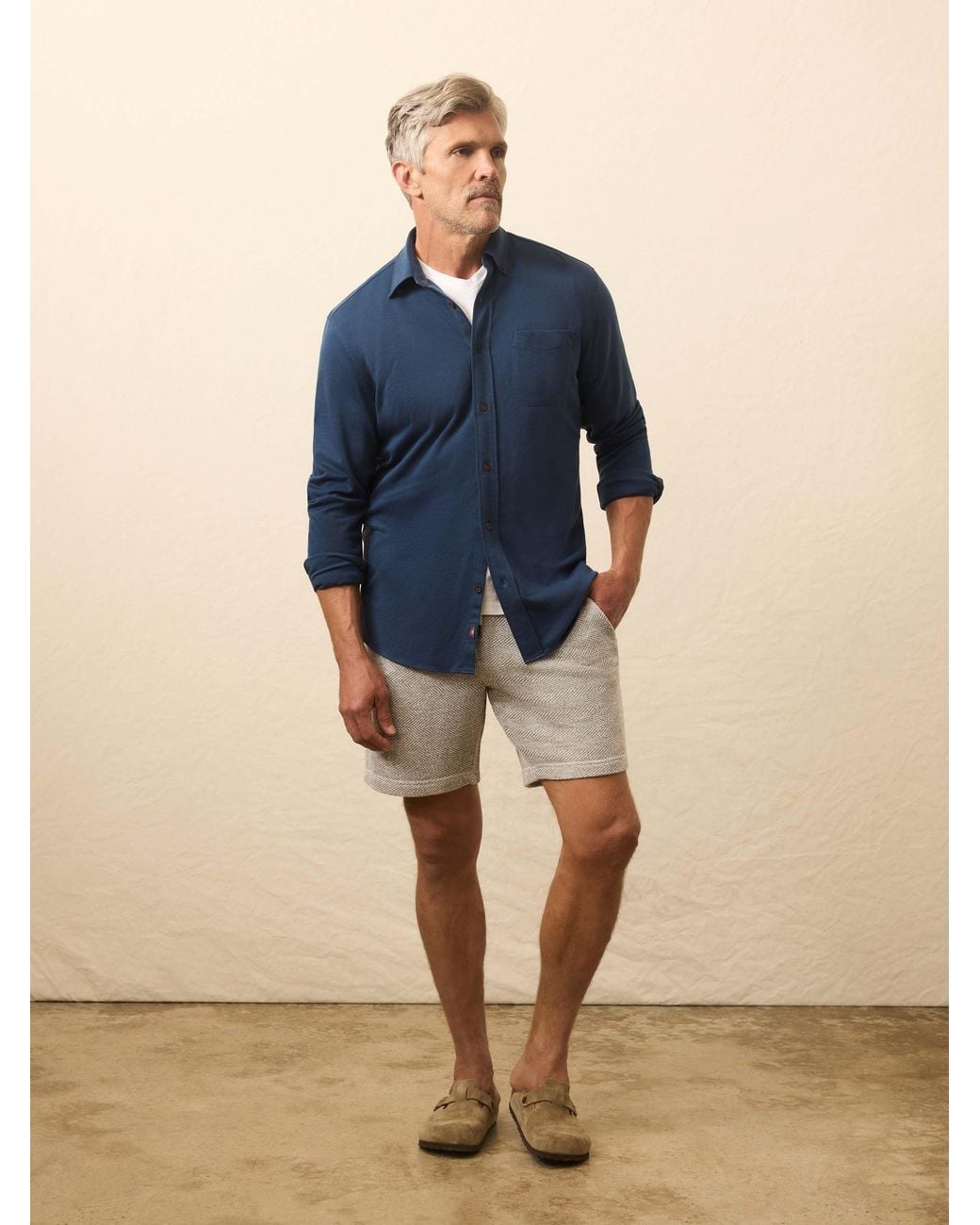 Faherty Brand Blue Coastline Knit Shirt for men