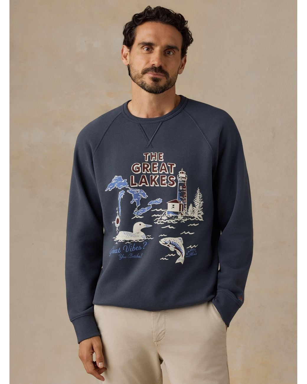 Faherty Brand Blue X Parks Project Great Lakes High Standard Fleece Crewneck for men