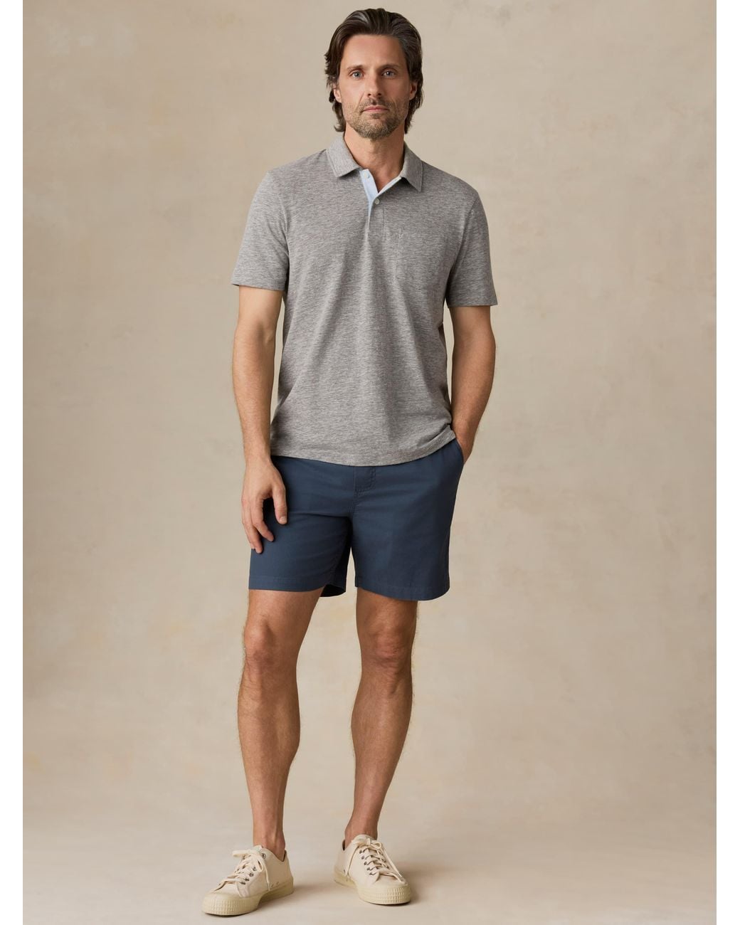 Faherty Brand Gray Short-Sleeve Breeze Polo Shirt for men