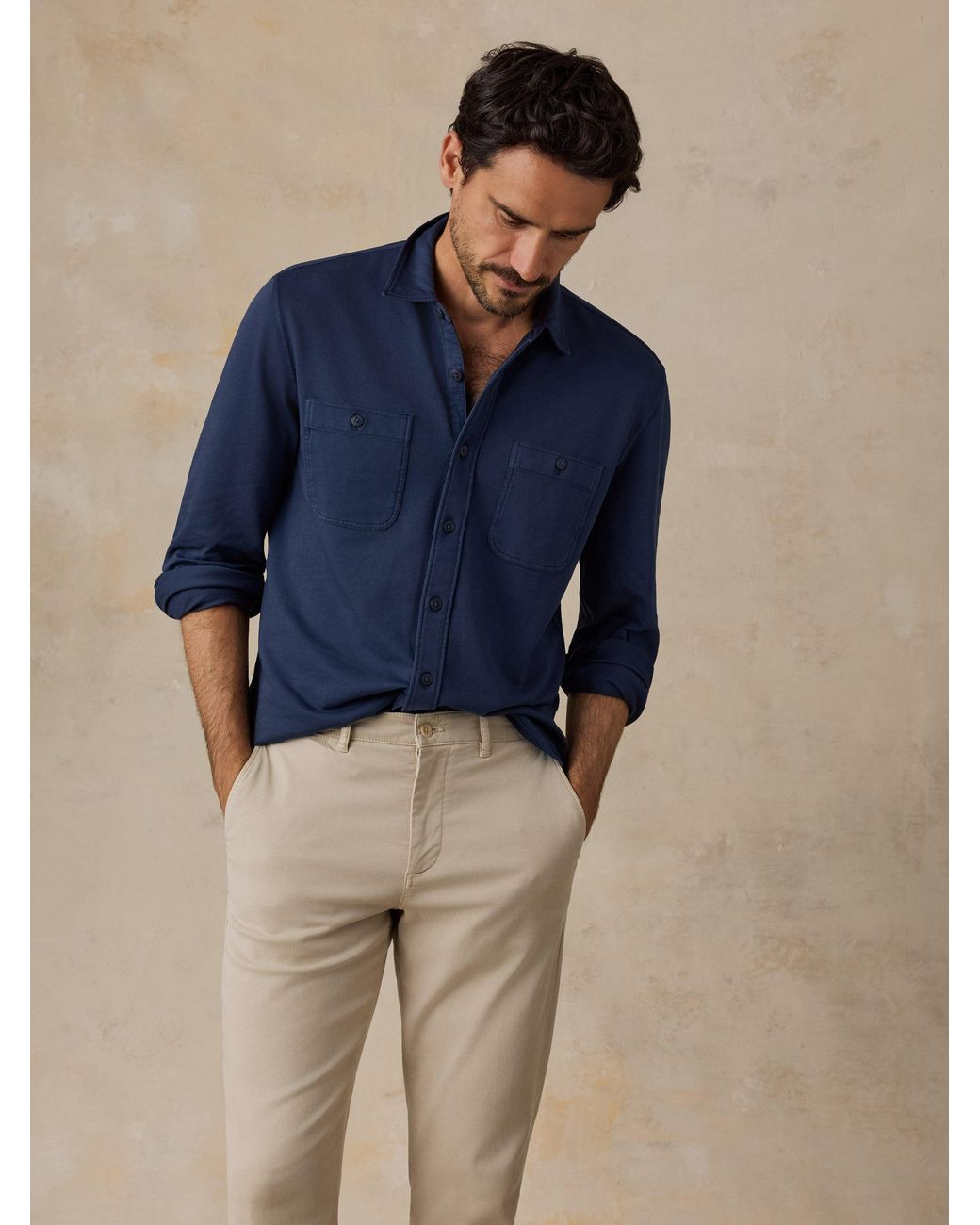 Faherty Brand Blue Field Knit Shirt for men