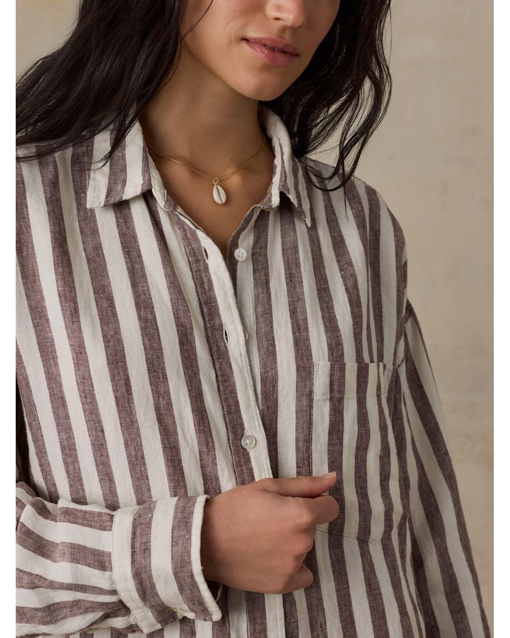 Faherty Brand Brown Laguna Linen Kova Shirtdress