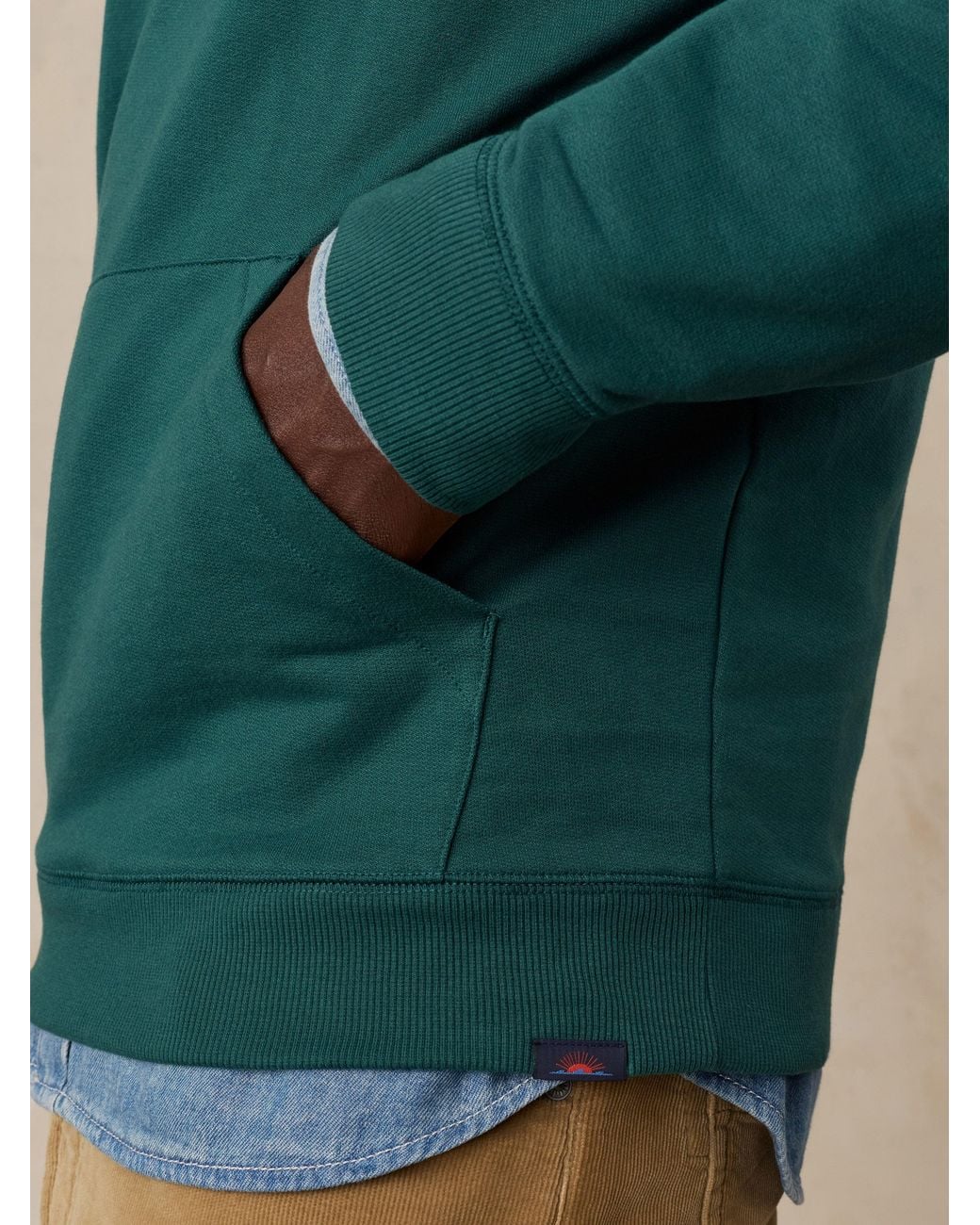 Faherty Brand Green French Terry Hoodie for men
