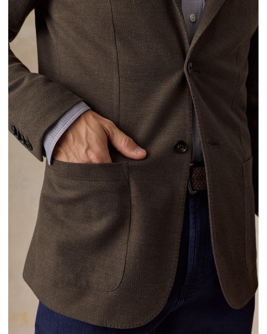 Faherty Brand Brown Highland Knit Blazer for men
