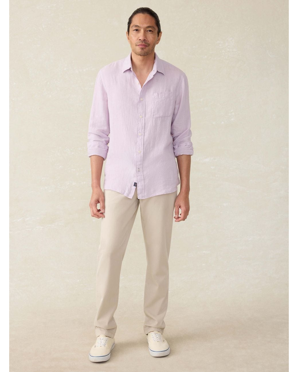 Faherty Brand Pink Laguna Linen Shirt for men