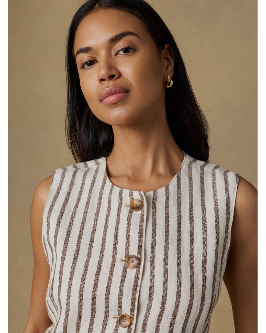 Faherty Brand Brown Sun Strider Linen Vest