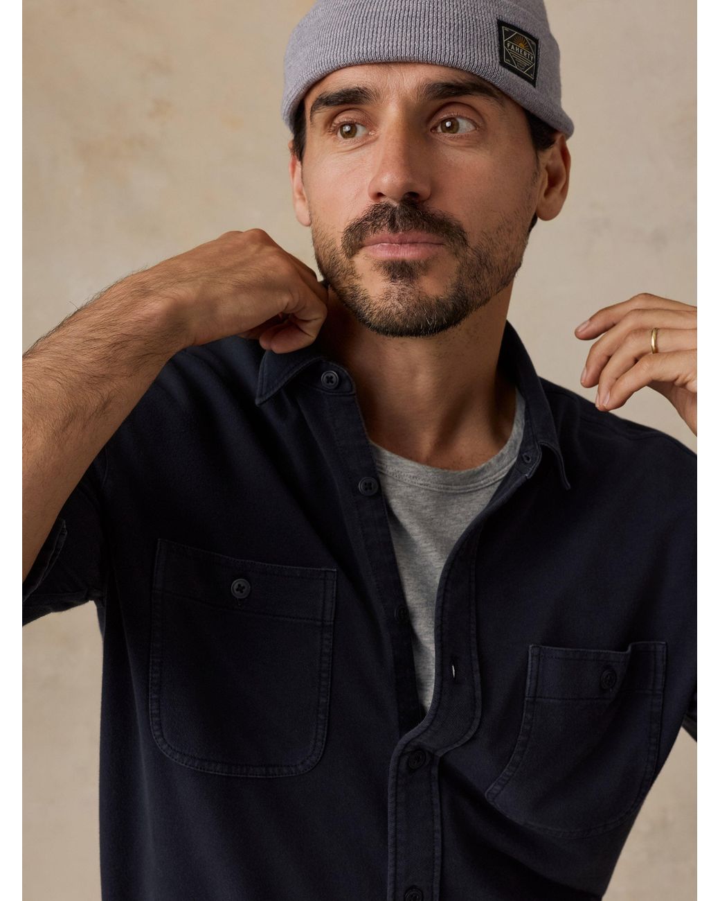 Faherty Brand Blue Field Knit Shirt for men