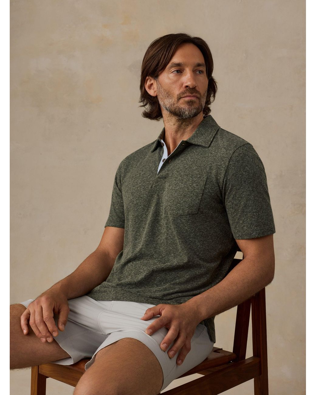 Faherty Brand Green Short-Sleeve Breeze Polo Shirt for men