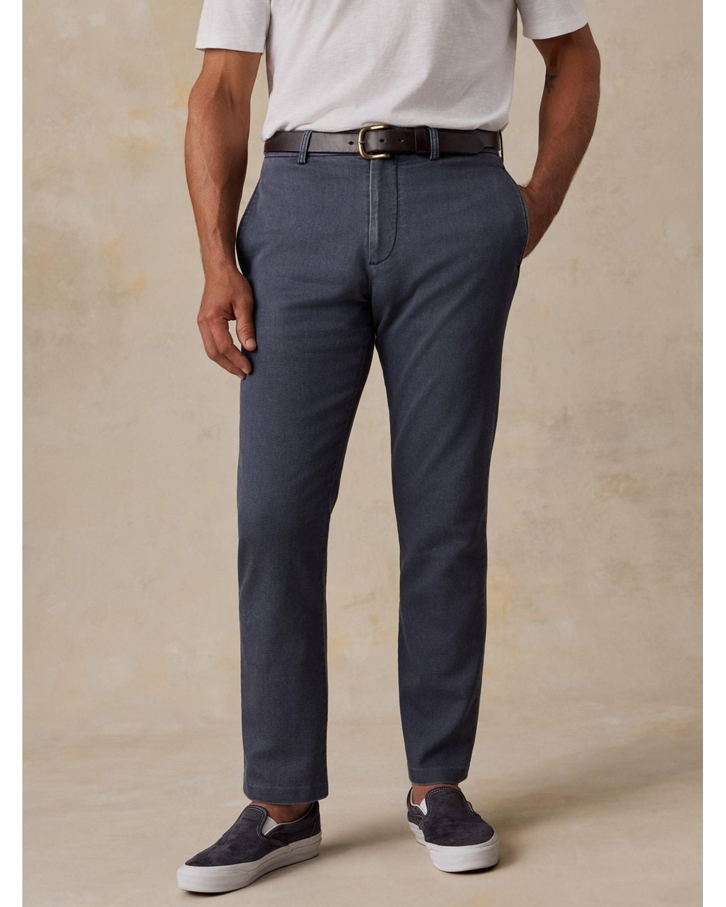 Faherty Brand Blue Stretch Terry Trouser Pants for men