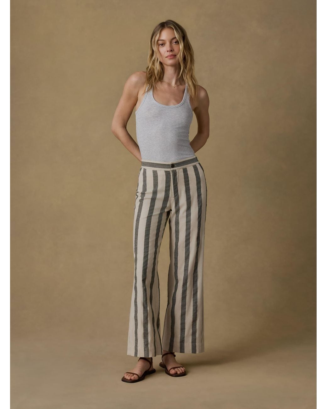 Faherty Brand White Sun Strider Cotton Linen Pants