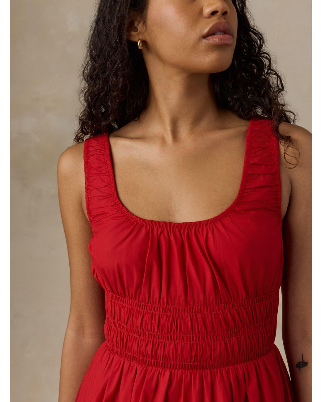Faherty Brand Red Coastal Poplin Sunseeker Mini Dress