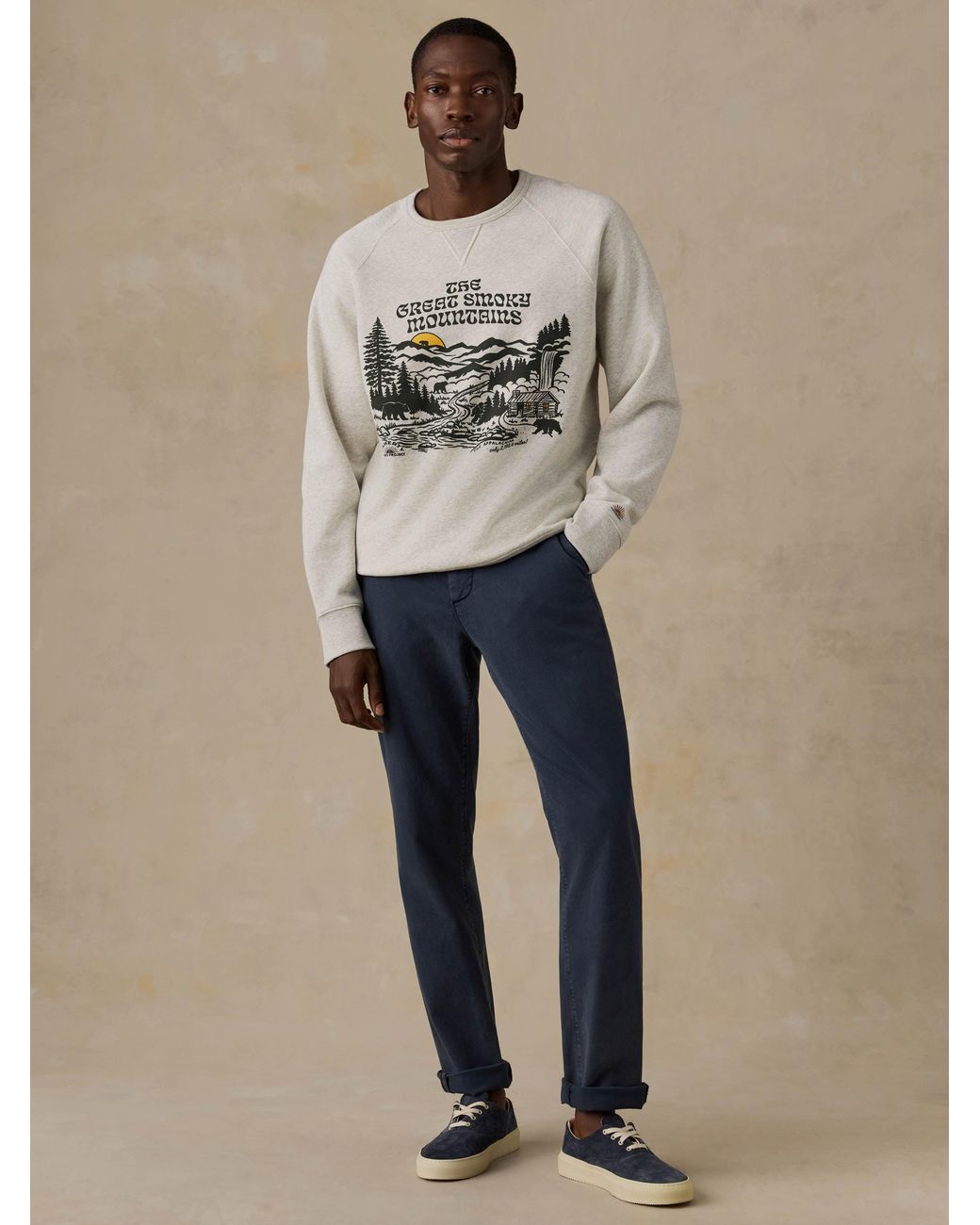 Faherty Brand Natural X Parks Project Great Smoky Mountains High Standard Fleece Crewneck for men