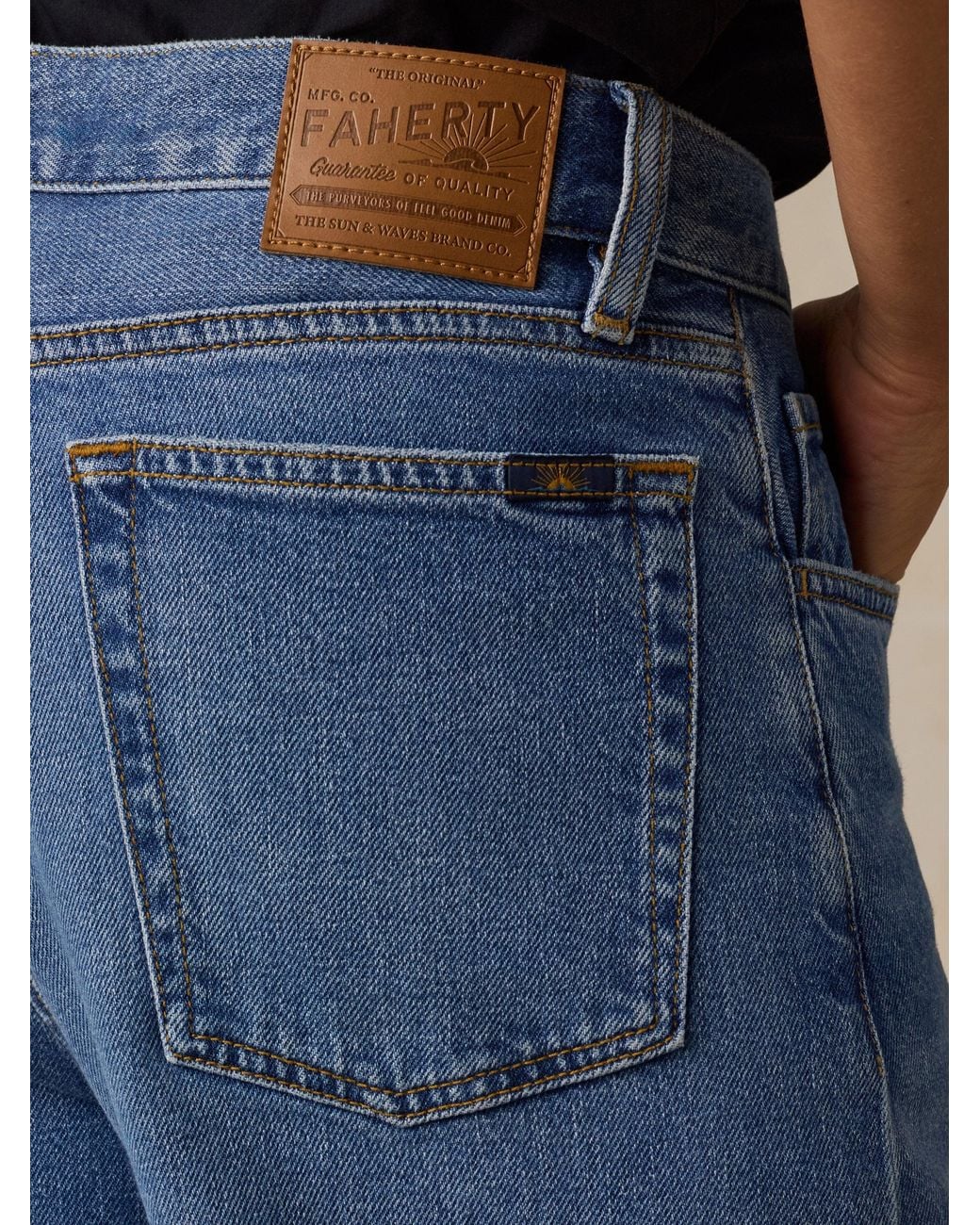Faherty Brand Multicolor Regenerative Cotton Denim Wide Leg