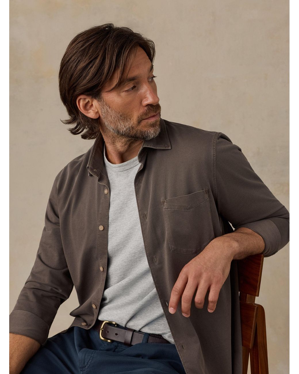 Faherty Brand Brown Costa Pique Shirt for men