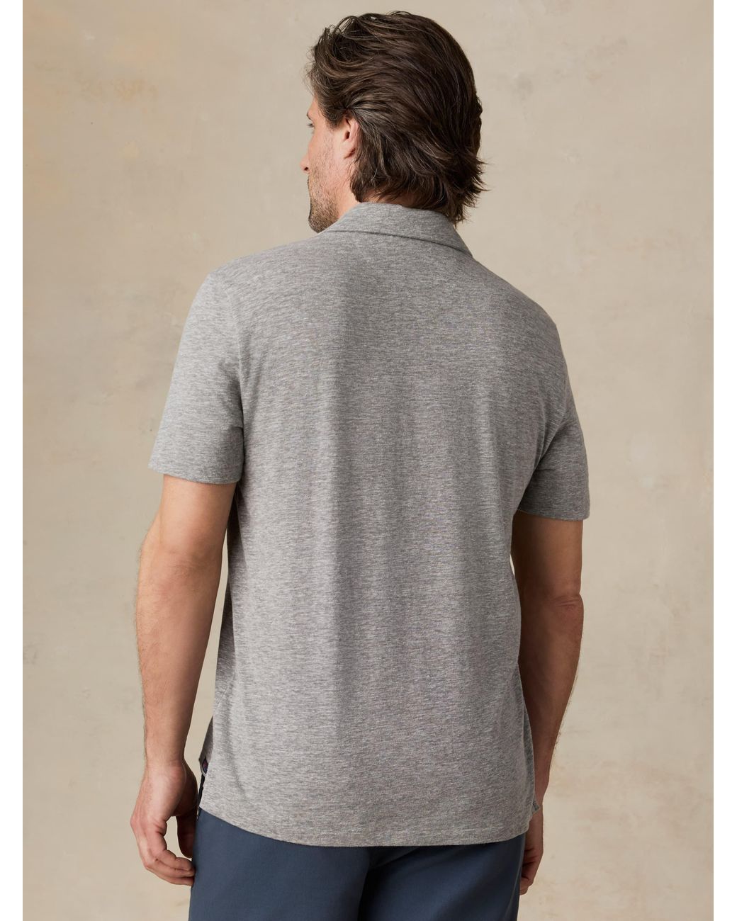 Faherty Brand Gray Short-Sleeve Breeze Polo Shirt for men
