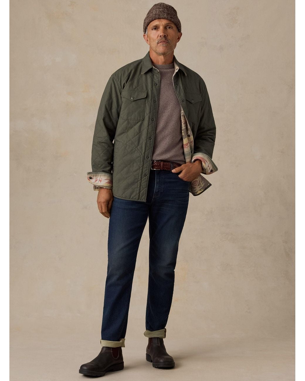 Faherty Brand Brown Thunder Voice Eagle Reversible Bondi Jacket for men