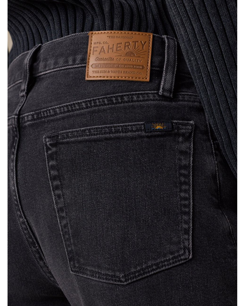 Faherty Brand Blue Regenerative Cotton Denim Wide Leg