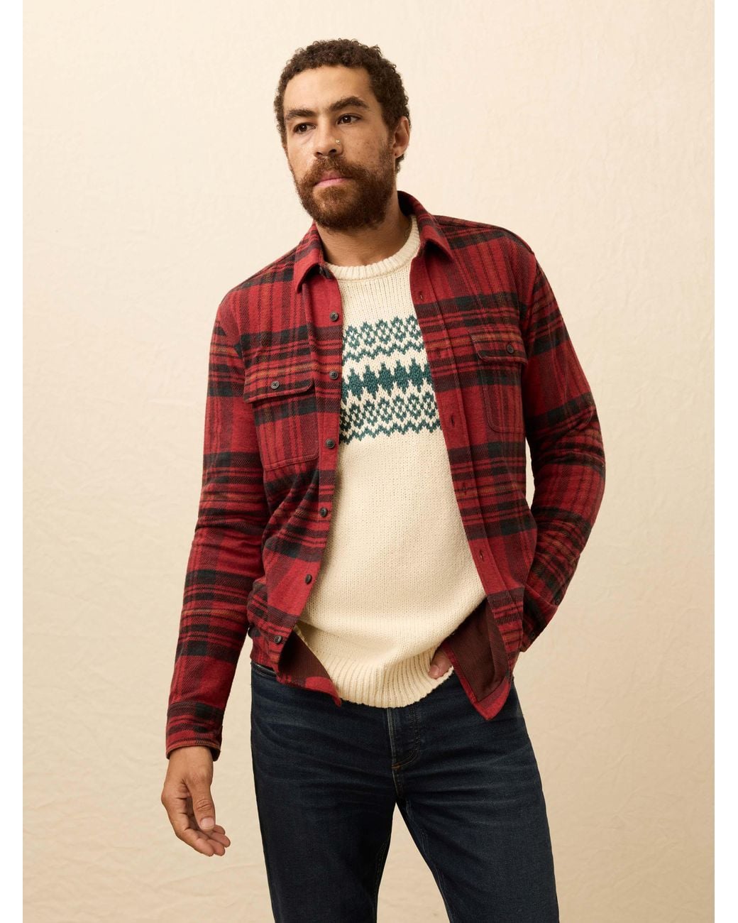 Faherty Brand Red Legend Sweater Shirt for men