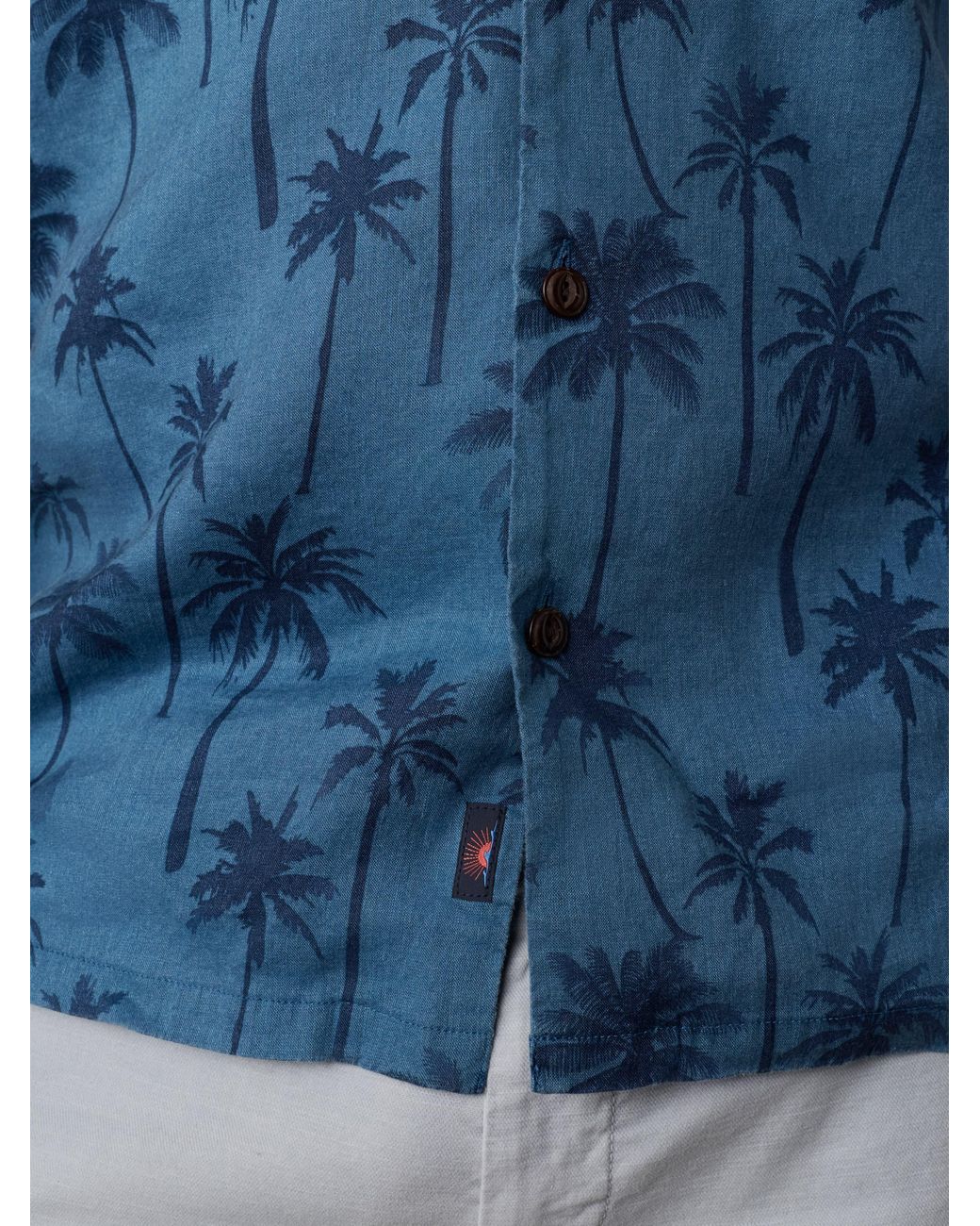 Faherty Brand Blue Short-Sleeve Breeze Camp Shirt for men