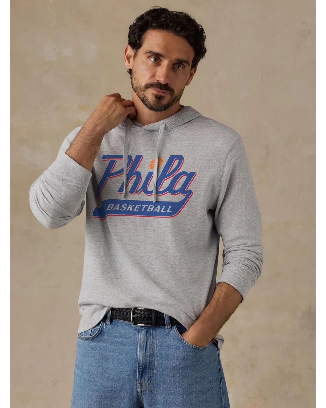 Faherty Brand Blue Philadelphia 76Ers Sunwashed Organic Hoodie for men