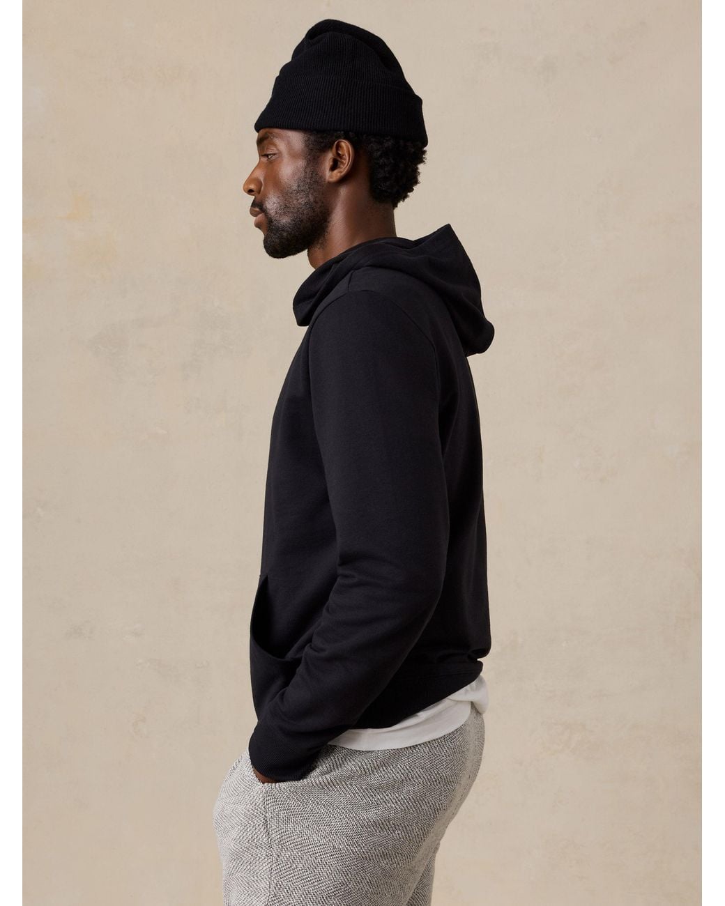 Faherty Brand Black French Terry Hoodie for men