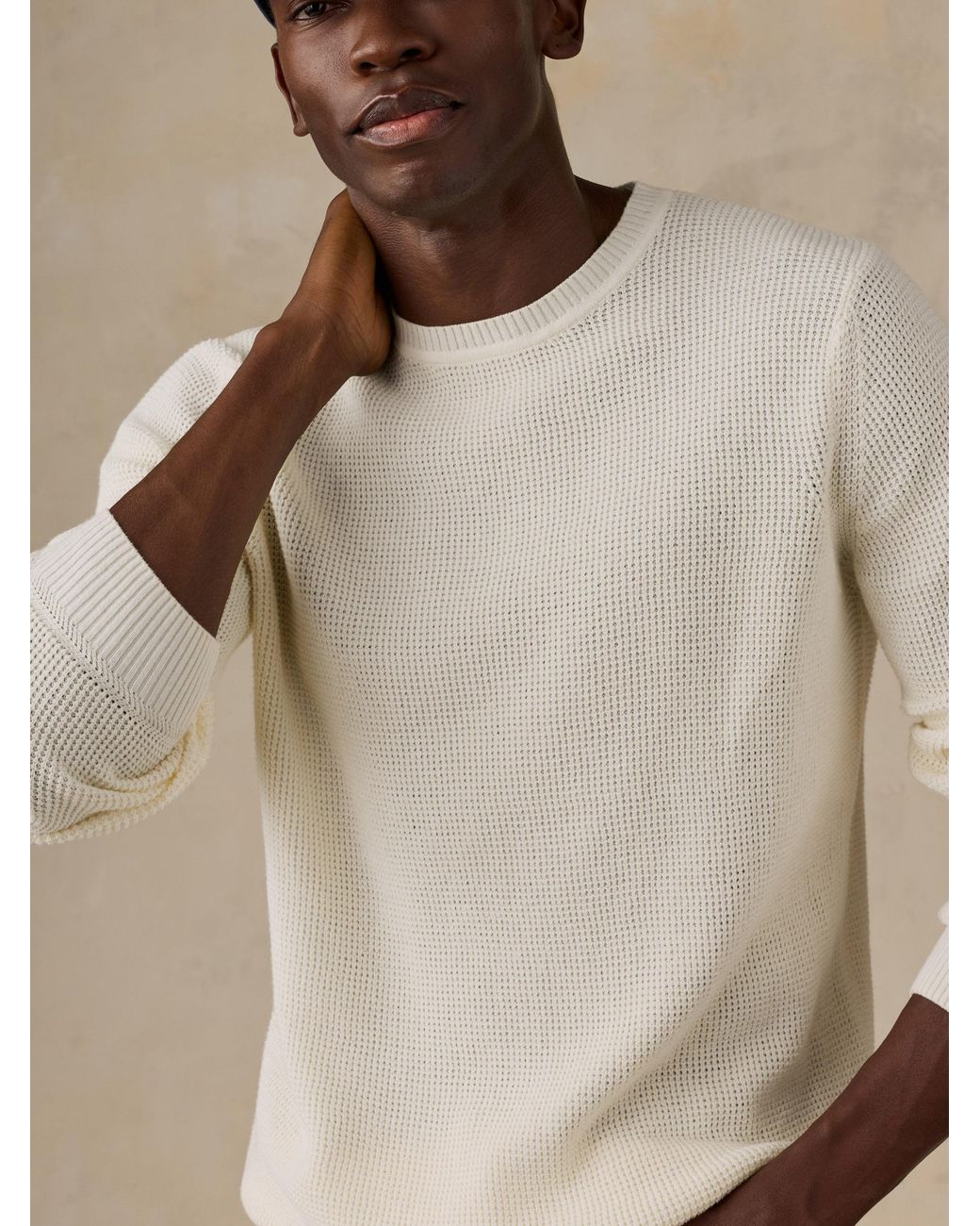Faherty Brand Natural Sunwashed Crewneck Sweater for men