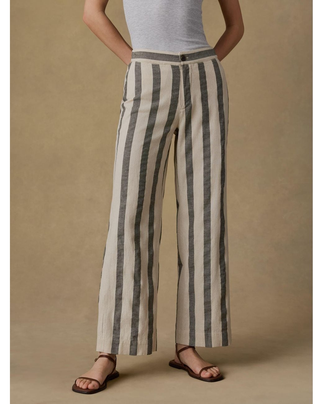 Faherty Brand White Sun Strider Cotton Linen Pants