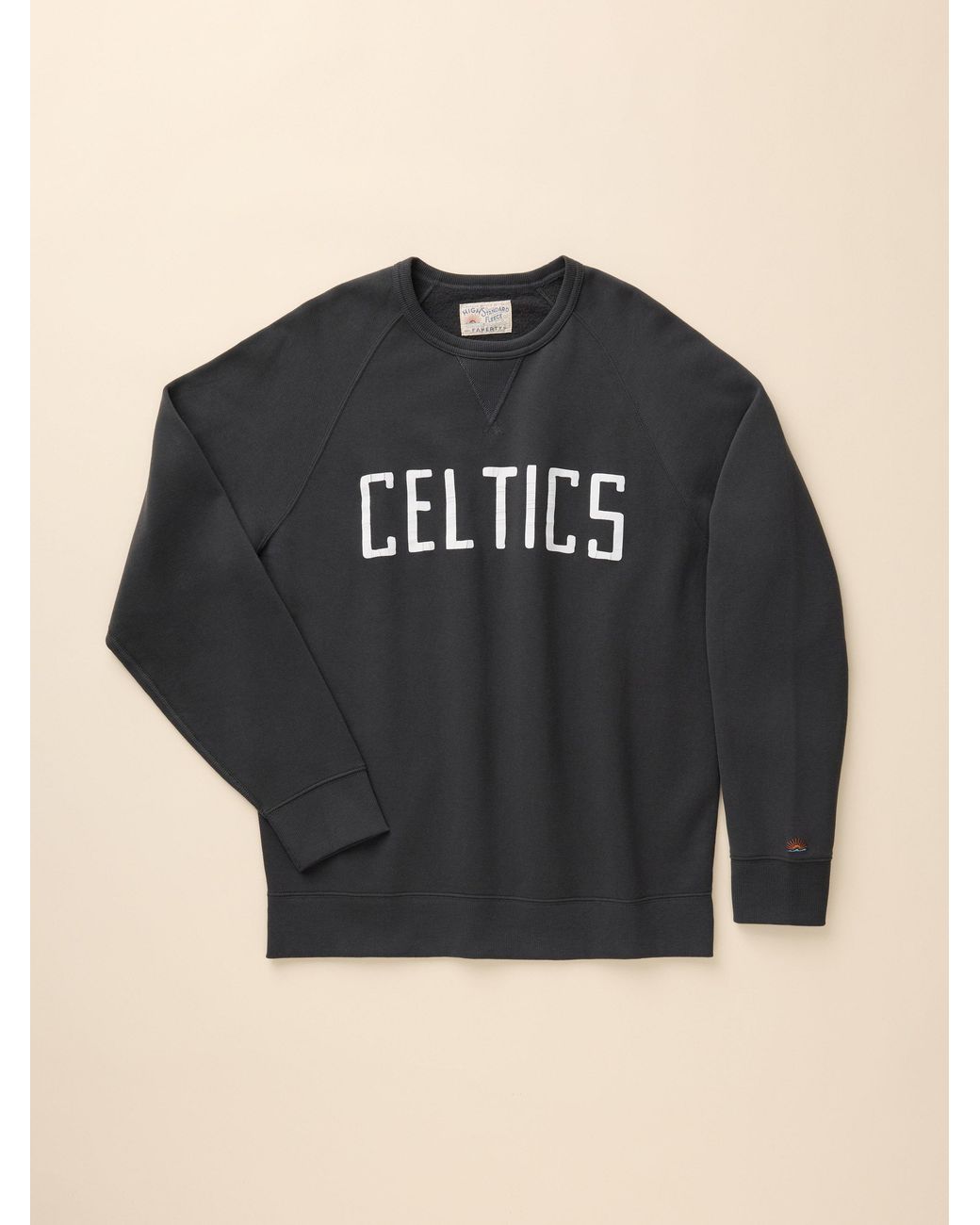 Faherty Brand Black Boston Celtics High Standard Fleece Crew for men