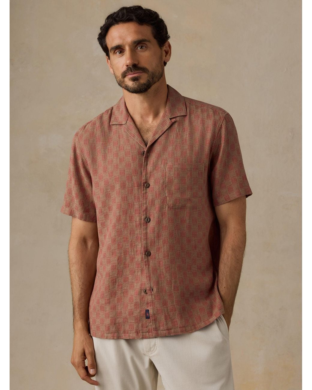 Faherty Brand Green Short-Sleeve Breeze Camp Shirt for men