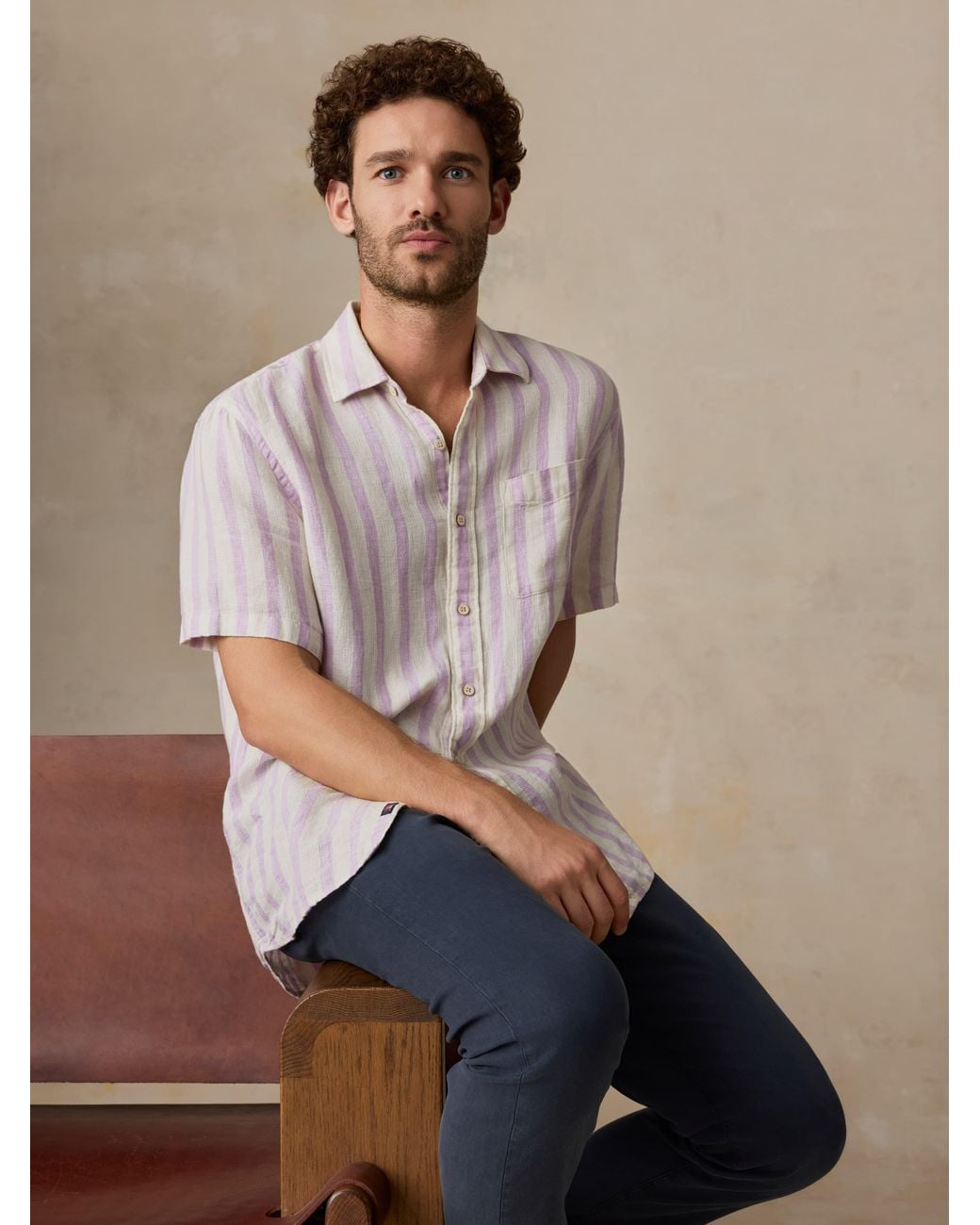 Faherty Brand Natural Short-Sleeve Palma Linen Shirt for men