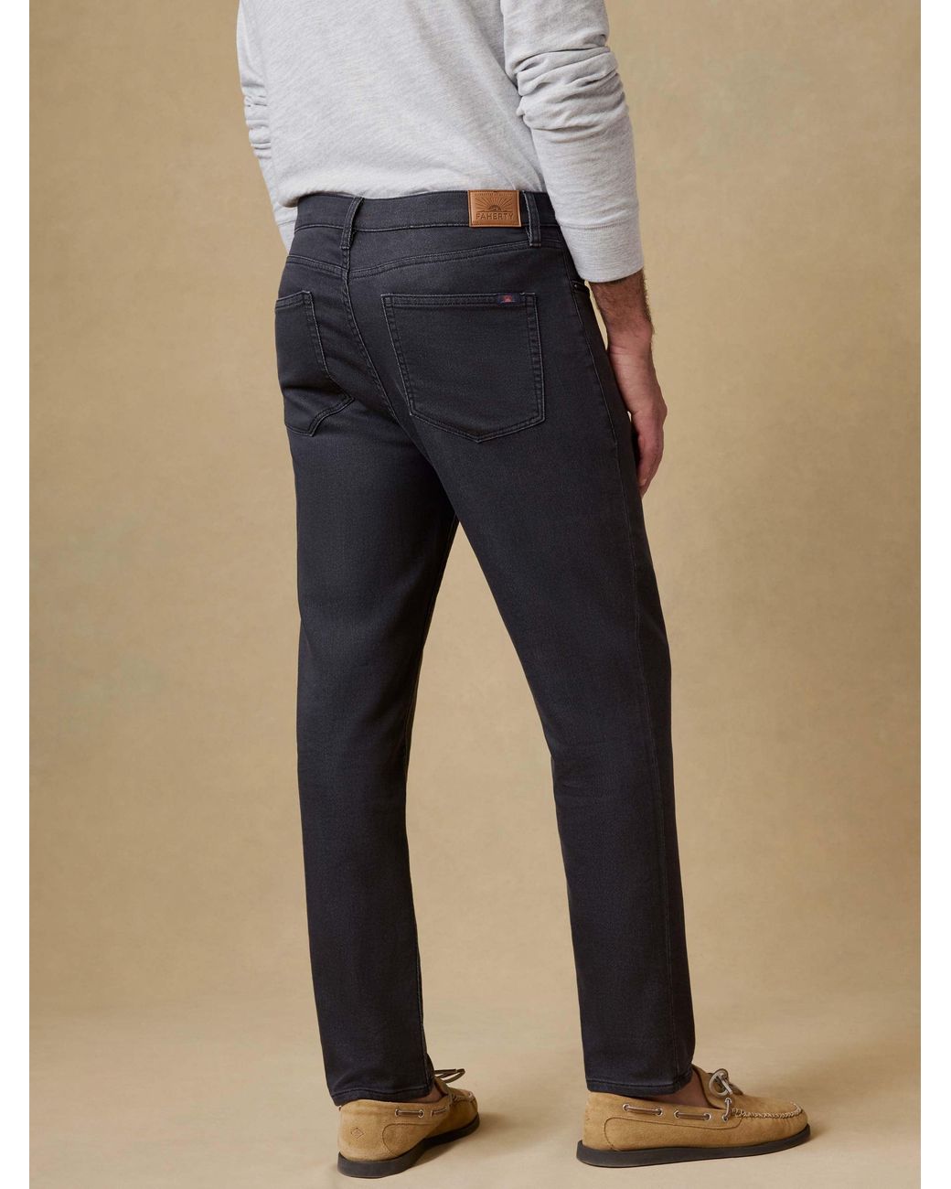Faherty Brand Black Stretch Terry 5-Pocket Pants for men