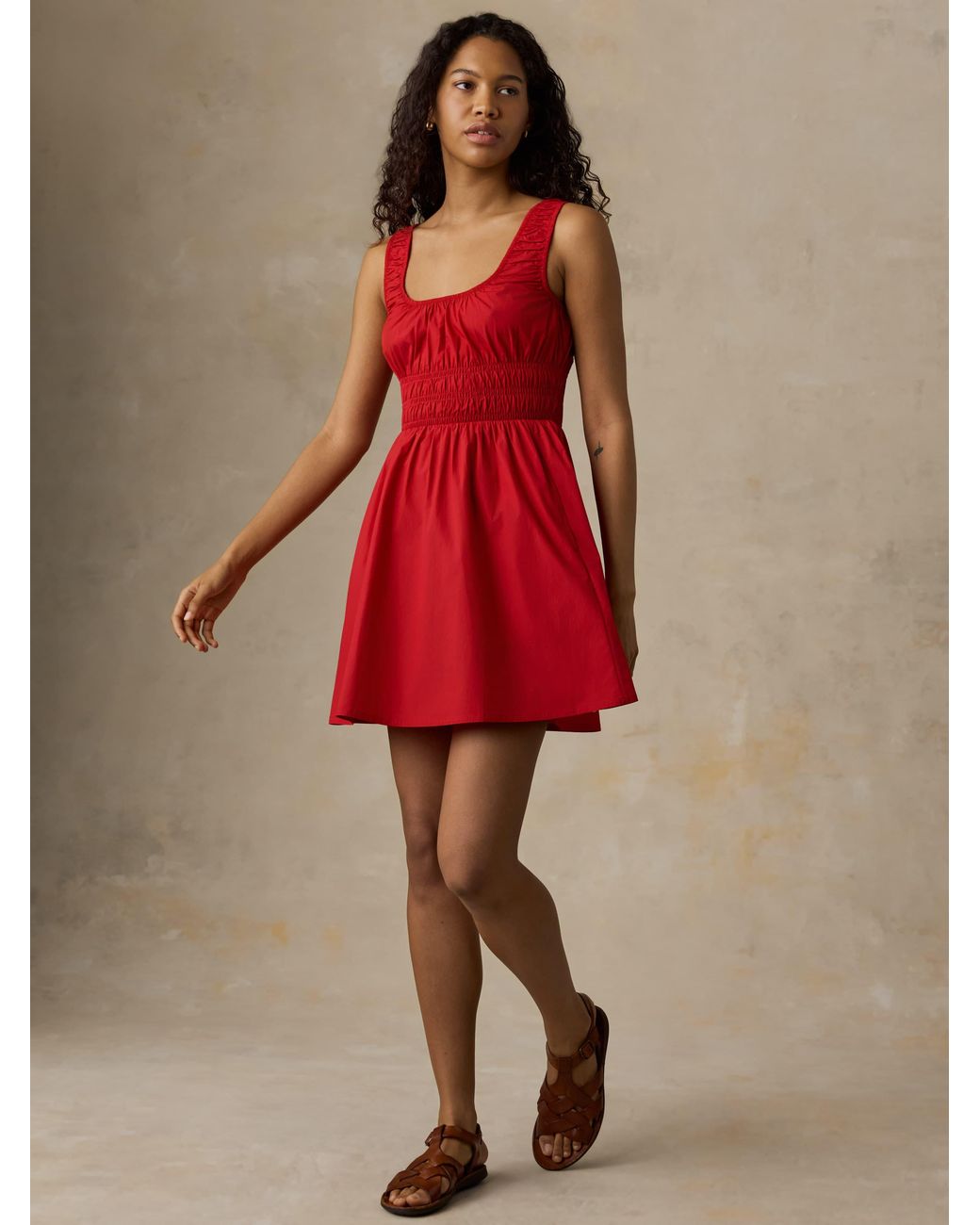 Faherty Brand Red Coastal Poplin Sunseeker Mini Dress