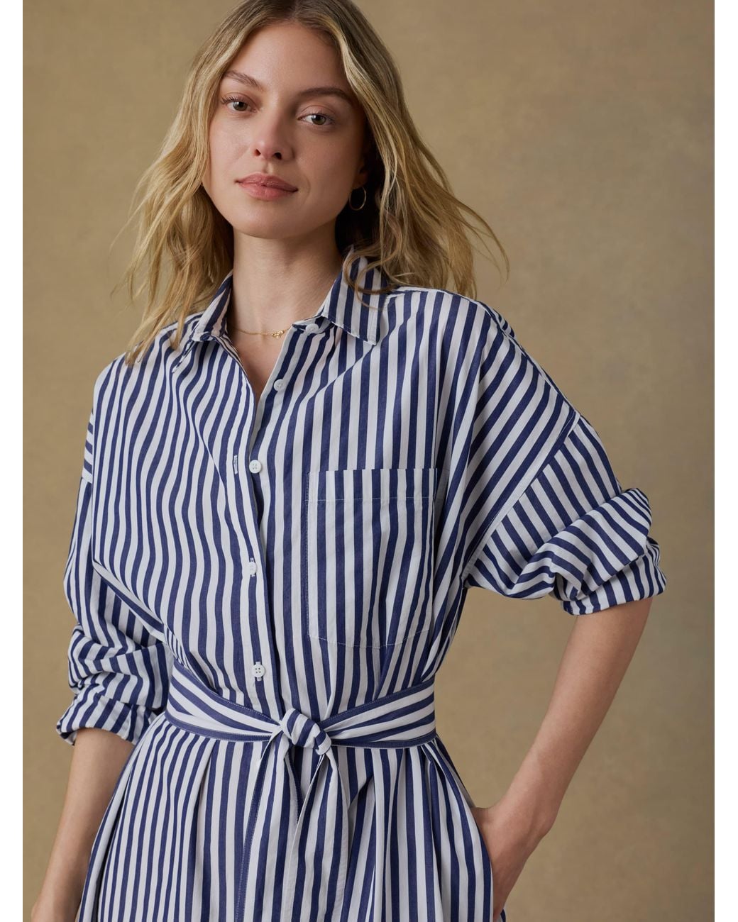 Faherty Brand White Coastal Poplin Rio Shirtdress