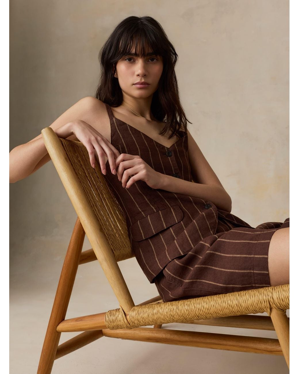 Faherty Brand Brown Sun Strider Linen Milo Vest