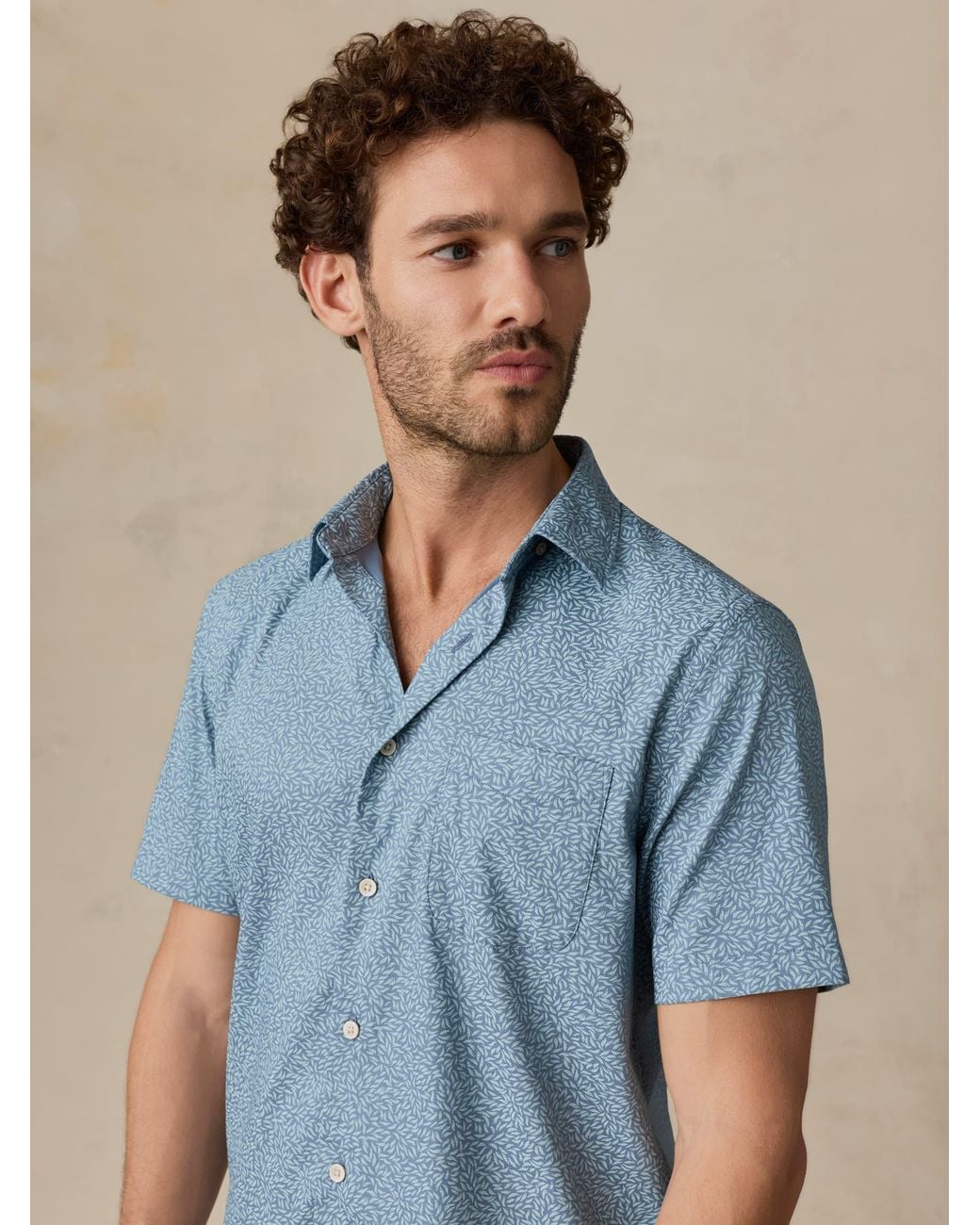 Faherty Brand Blue Short-Sleeve Movement Monterey Shirt for men