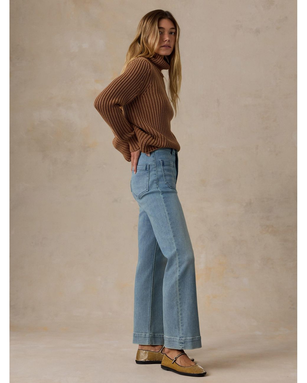 Faherty Brand Blue Stretch Terry Patch Pocket Ankle Pants