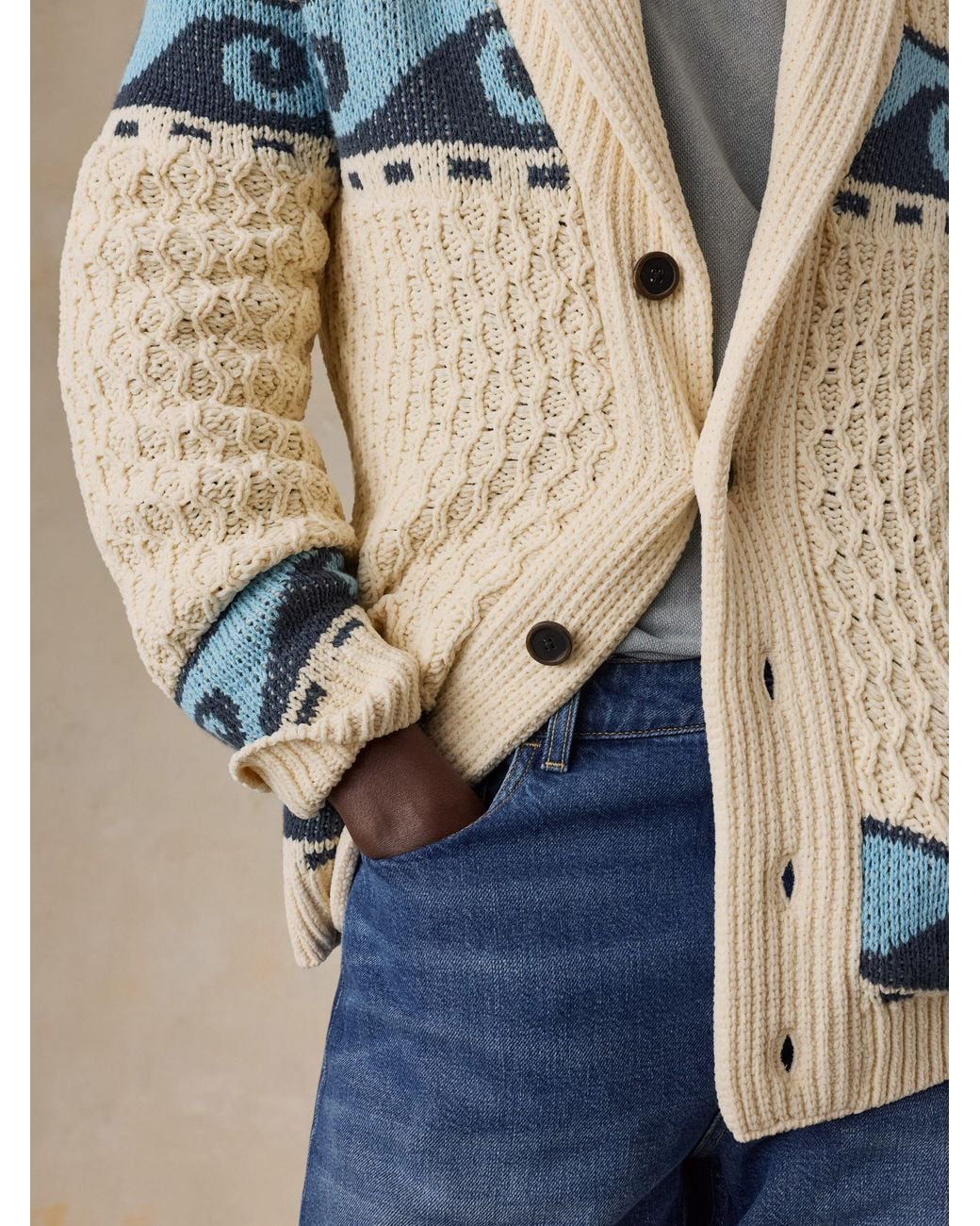 Faherty Brand Blue Wave Swell Cardigan for men