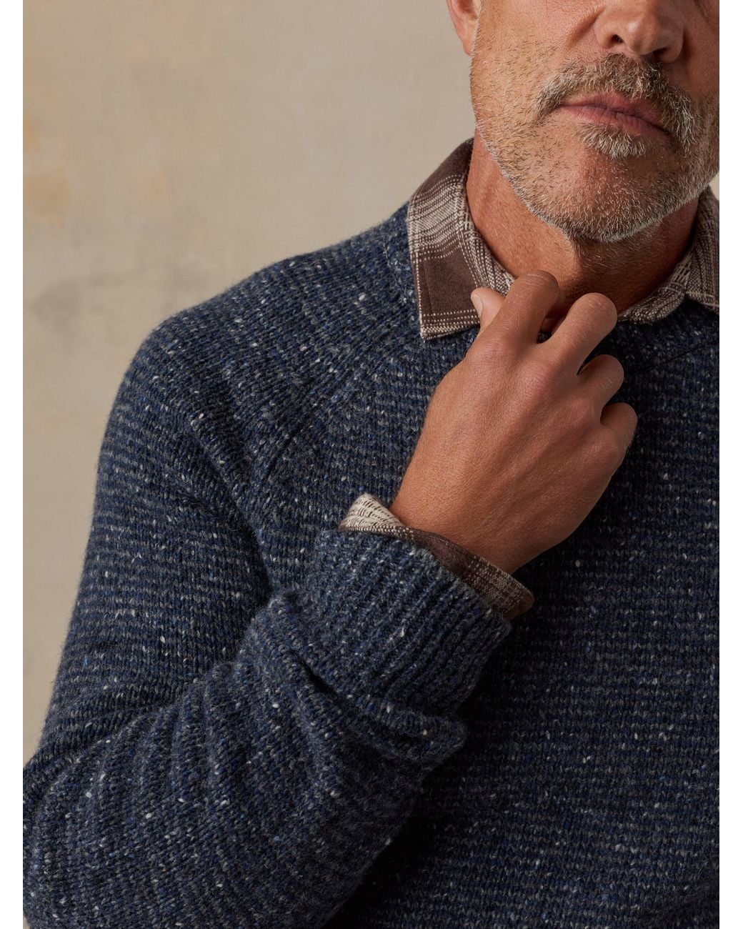 Faherty Brand Blue Donegal Crew Sweater for men