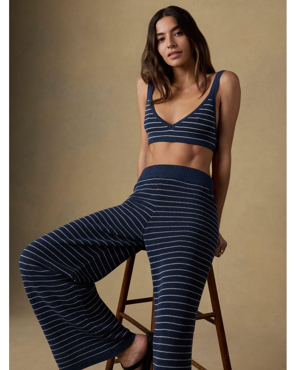 Faherty Brand Blue Miramar Linen Sweater Bralette