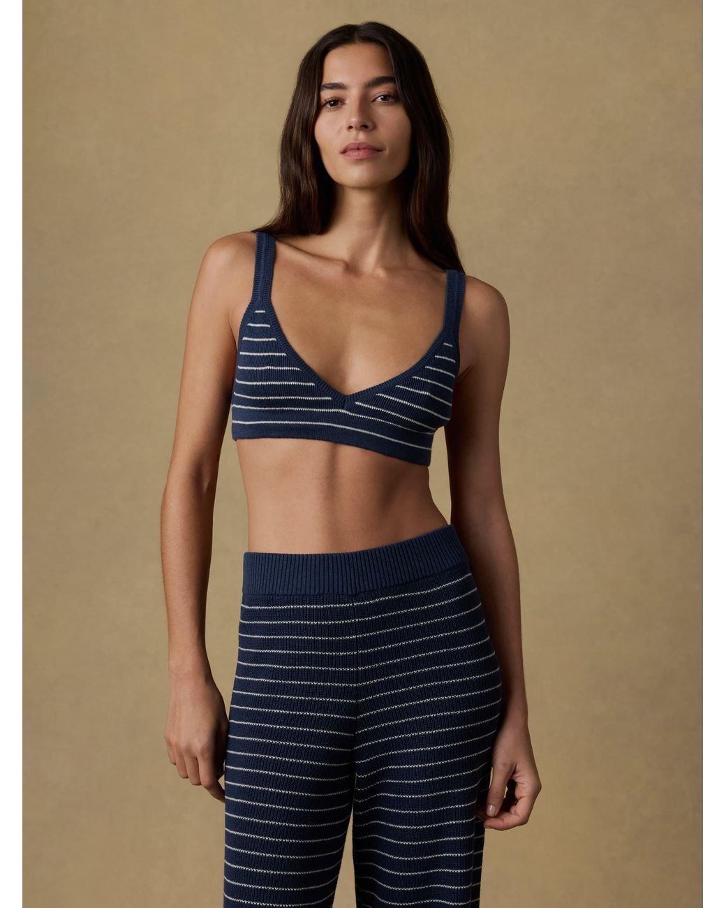 Faherty Brand Blue Miramar Linen Sweater Bralette