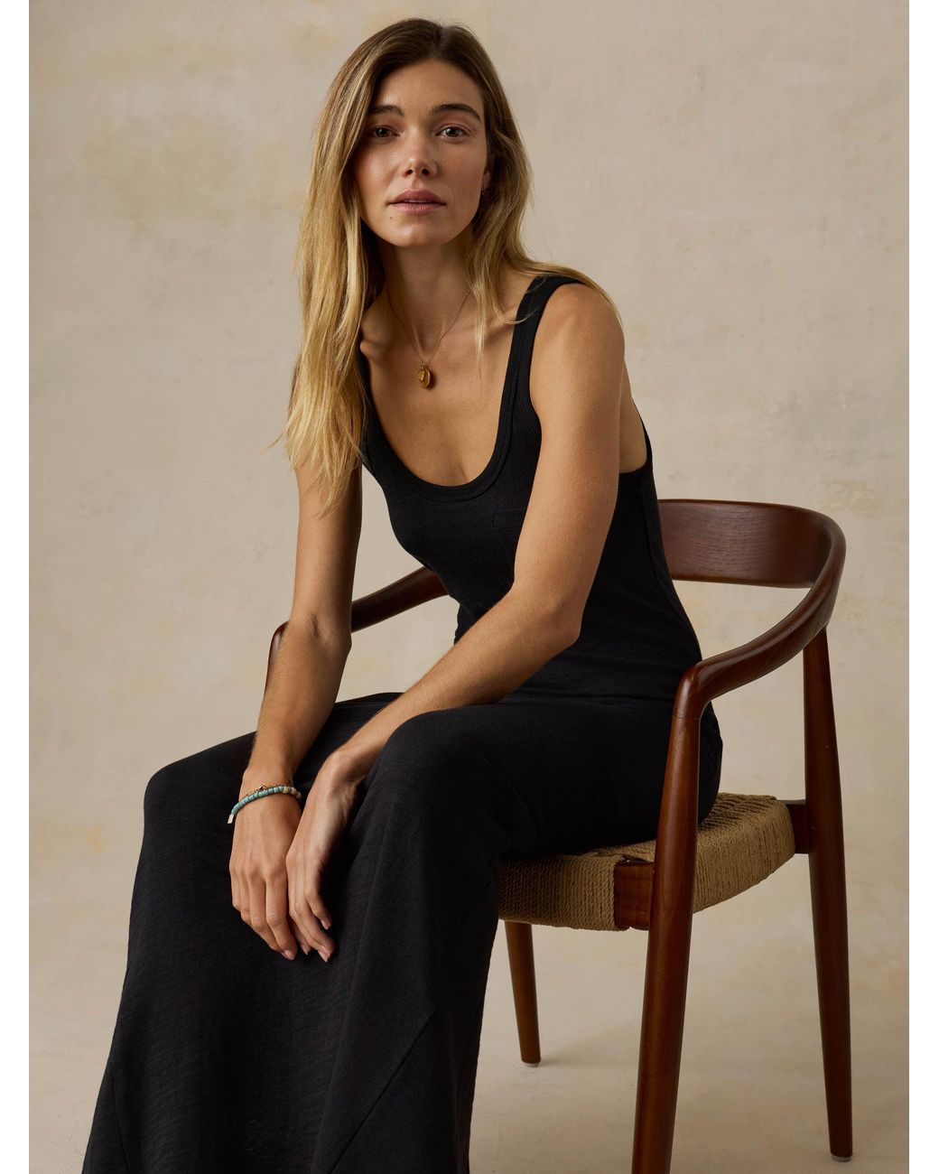 Faherty Brand Natural Sunwashed Organic Pocket Tank Dress
