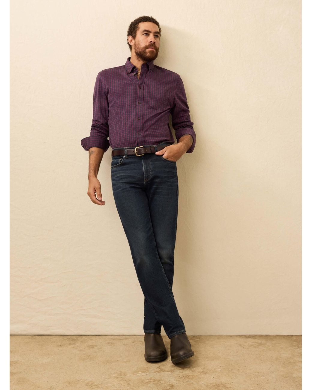 Faherty Brand Purple Coastline Knit Shirt for men