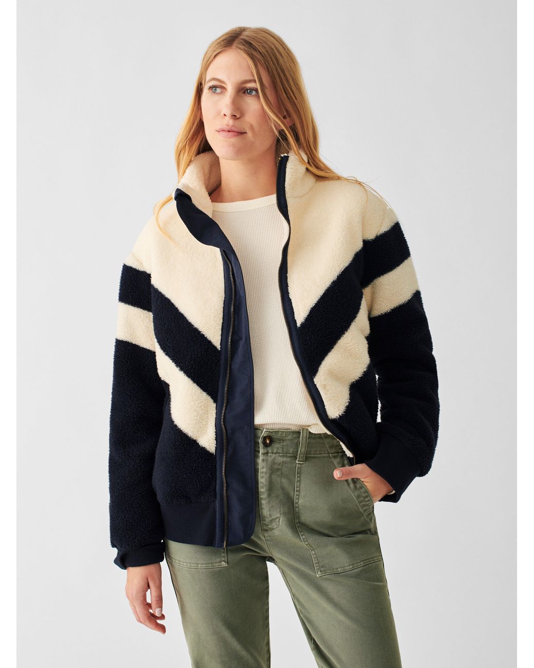 Faherty Ski Stripe High Pile Fleece Jacket | Lyst UK