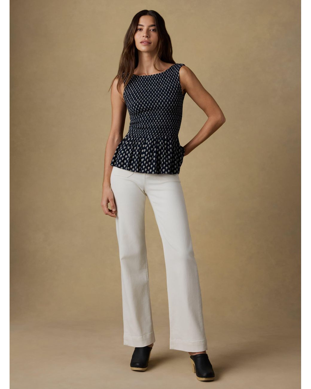 Faherty Brand Black Sophia Smocked Top